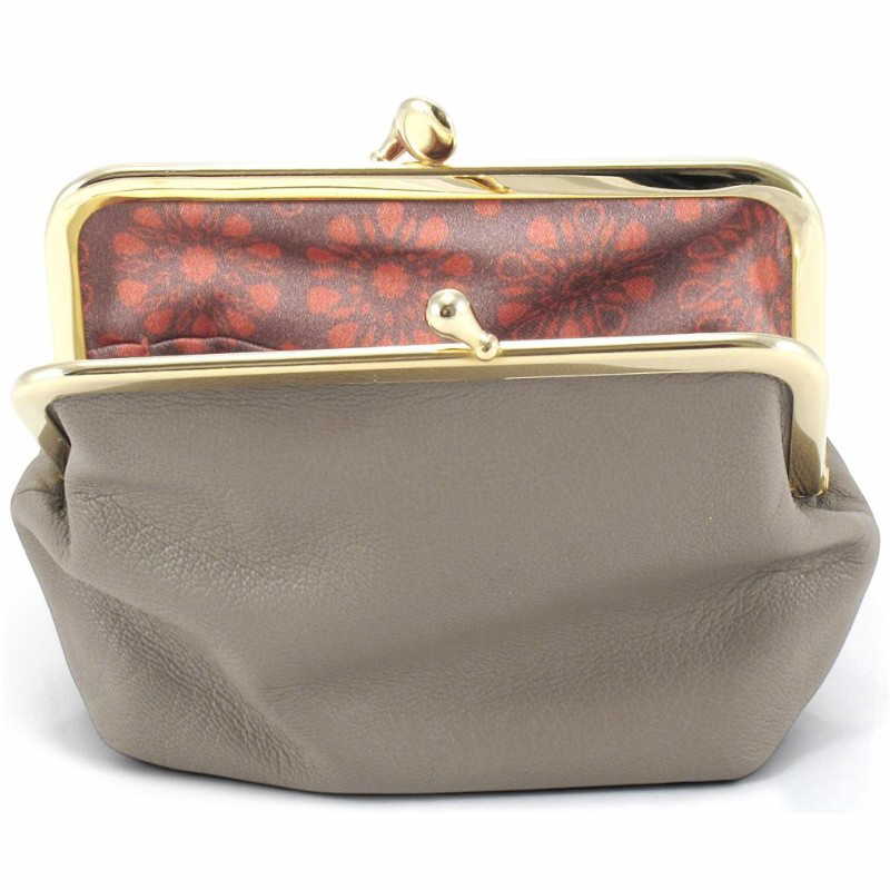 Doppelclip klein taupe